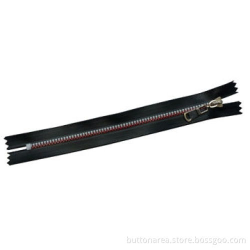 3# Plastic zipper, water-resistant, matte surface, 2 colors teeth, C/E, auto-lock slider